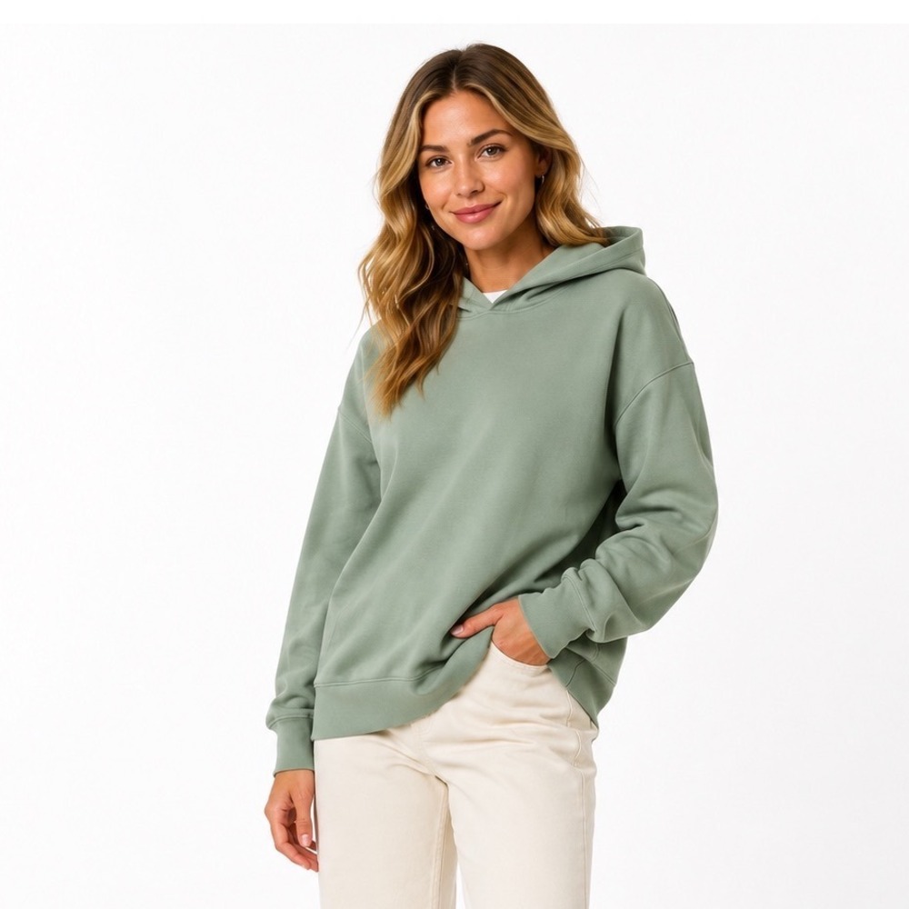 American Eagle Sage Green Oversized Pullover Hoodie Small French Terry Cotton